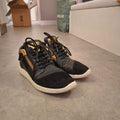 [PRE-OWNED] Giuseppe Zanotti Black Leather & Suede "Runner" Sneakers with Gold Hardware – EU 41 (US 8)