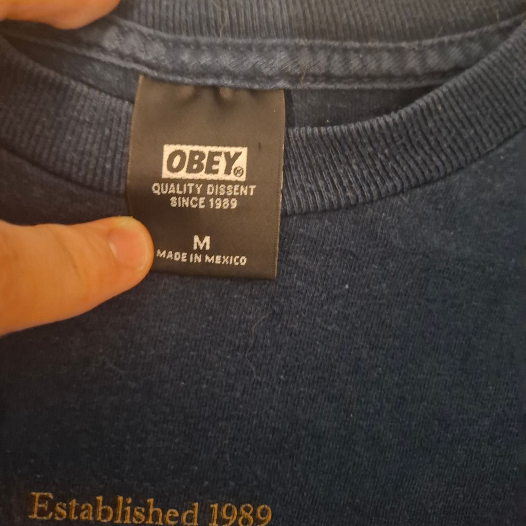 [PRE-OWNED] OBEY "Worldwide Propaganda" Graphic T-Shirt – Faded Navy Blue