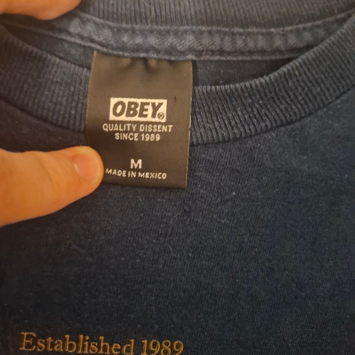 [PRE-OWNED] OBEY "Worldwide Propaganda" Graphic T-Shirt – Faded Navy Blue
